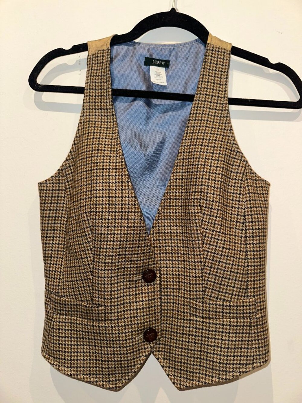 J.Crew Brown Houndstooth Wool Tailored Vest
